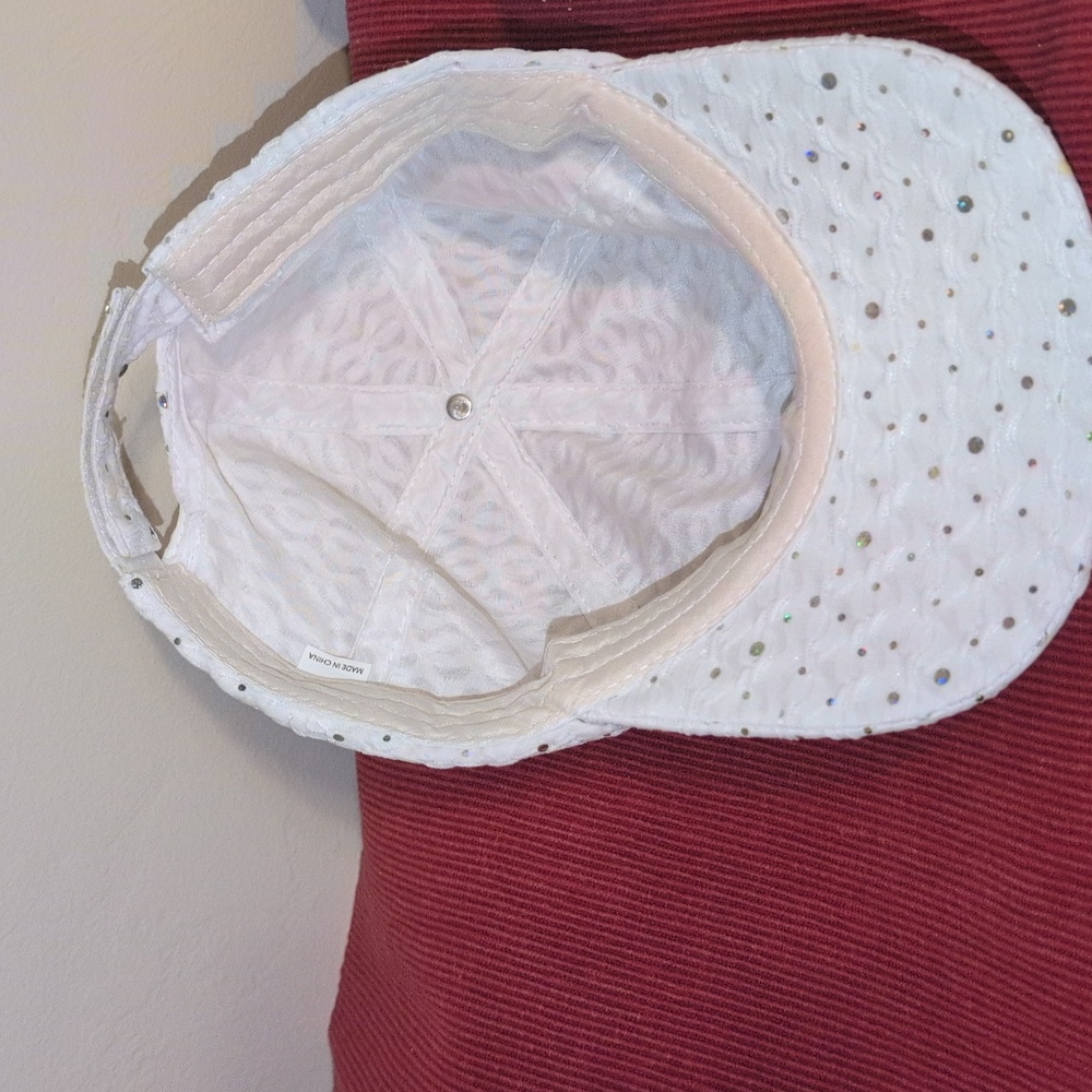 White Sequin Baseball Cap - Picture 3 of 3
